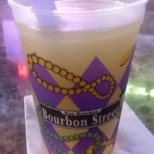 a drink in a plastic cup