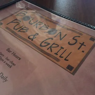 menu