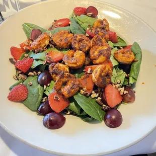 Spinach Salad Lunch with shrimp