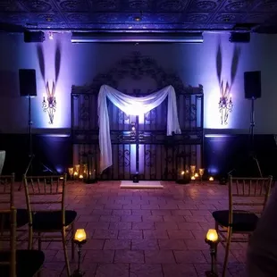 They set up the room so we were married in front of the gate.. the lighting was beautiful