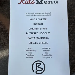 Kids Menu