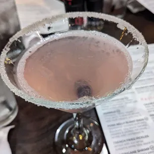Blueberry martini - perfectly balanced--not too sweet, with a slightly zesty sugar rim