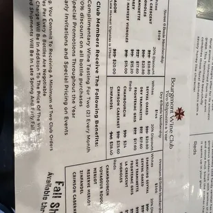 menu