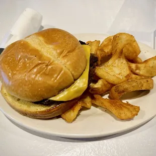 Kids cheeseburger with fries