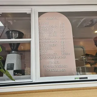 Mobile Boutique Coffee Bar menu Latte, cappuccino,  cortado, macchiato (Italian style not American), cold brew,  matcha, chai,pour over etc.