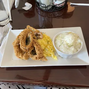 Whiting fish scramble eggs corn bread Fish and Grits