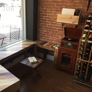 Cool bench window with record player