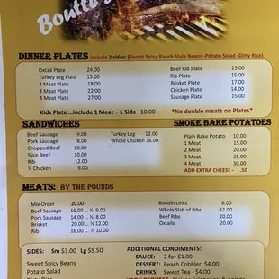 Bbq menu