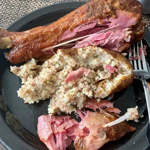 Turkey leg and Boudin