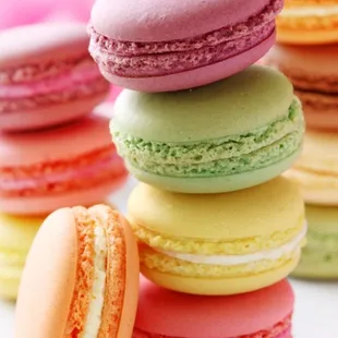a stack of colorful macarons