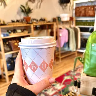 Sipping on my Spanish Latte while shopping the leather shop next door. Spanish Latte