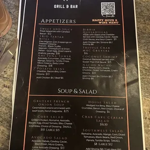 a menu for a bbq