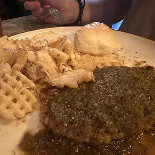 Ranchero style chicken fried steak (even though we asked for traditional)