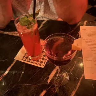 Two custom drinks in the back room