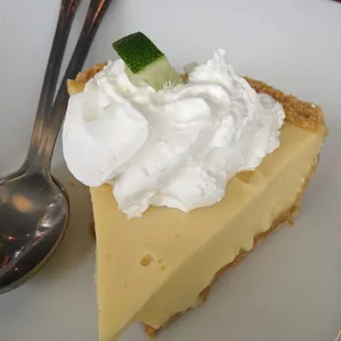 End dinner with a piece of homemade key lime pie. Very good. Very rich.