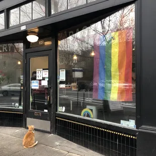 Oscar the local celebrity outside of Bowery, he's on IG!