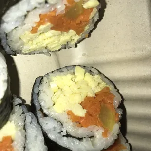 a variety of sushi rolls