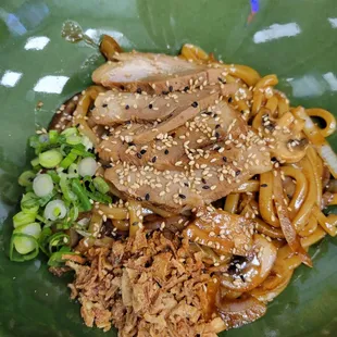 Teriyaki udon with char siu pork