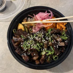 Pork belly rice bowl