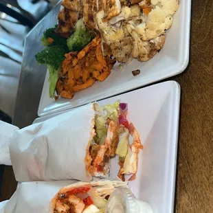 Buffalo Chicken Sandwich with Garlic Sauce + Grilled Chicken Breast Entree. Incredible