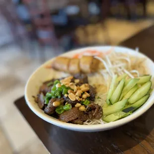 a bowl of food on a table