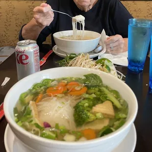 Vegetarian pho Chicken pho