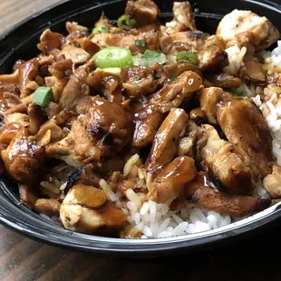 Chicken teriyaki bowl with steamed white rice