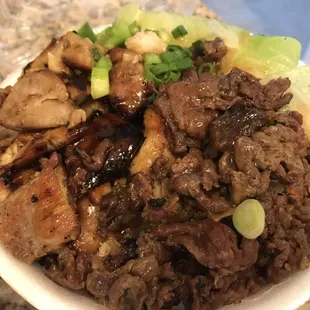 Beef &amp; chicken bowl with veggies