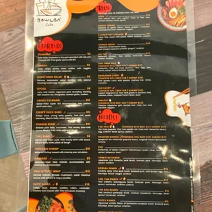 Diverse Asian fusion menu