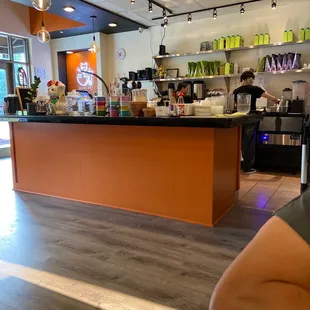 a man sitting at the counter