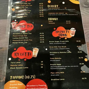 Drinks/Boba Menu