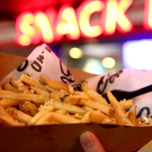 The BEST Garlic Parm Fries outside of a baseball stadium&apos;s concession stand! MUST ORDER!