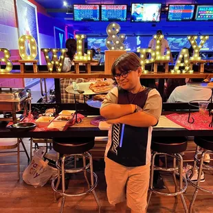 Birthday celebrations at the bowling alley.