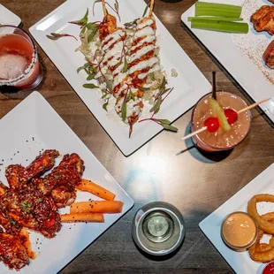 a variety of appetizers on plates