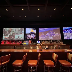 Seating and tv near bar area