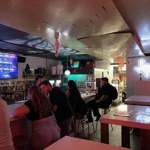 Interior of bar adjacent to the bowling area