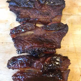Beef short ribs bought from Bowmans Butcher Shop and cooked Memorial Day weekend.    Awesome!!!!