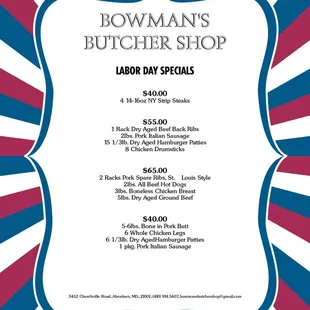 Specials for Labor Day 2015