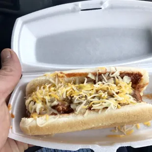 Their coney Dog. The chili has a little sweetness to it that I really like. Delicious!