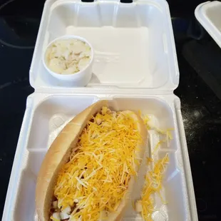 Coney Dog and a small (4oz) side of German potato salad