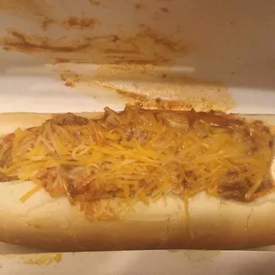 The coney dog,  I took a bite before taking the picture.