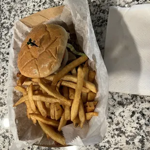 a sandwich and french fries