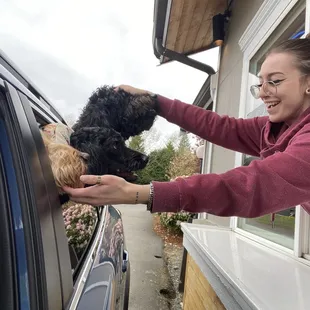 Puppers being greeted like family!