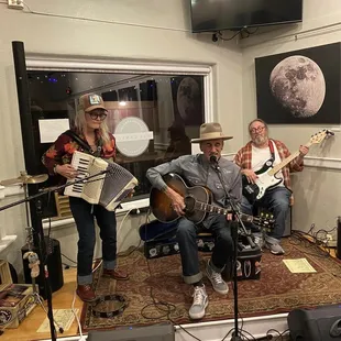 musicians in a recording studio