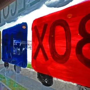 red, blue, and yellow