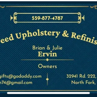 Upholstery and refinishing services available here!