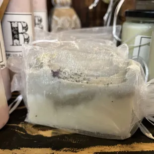 Handmade soaps, lotions, and candles.