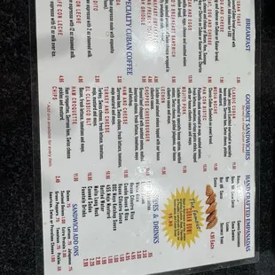 menu