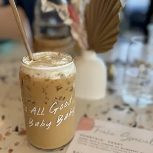 Coffee special this month - &quot;Don&apos;t be chai&quot; Espresso, Oatmilk, coconut flakes, chai, and whipped cream