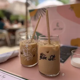 Piloncillo latte and lavender honey latte